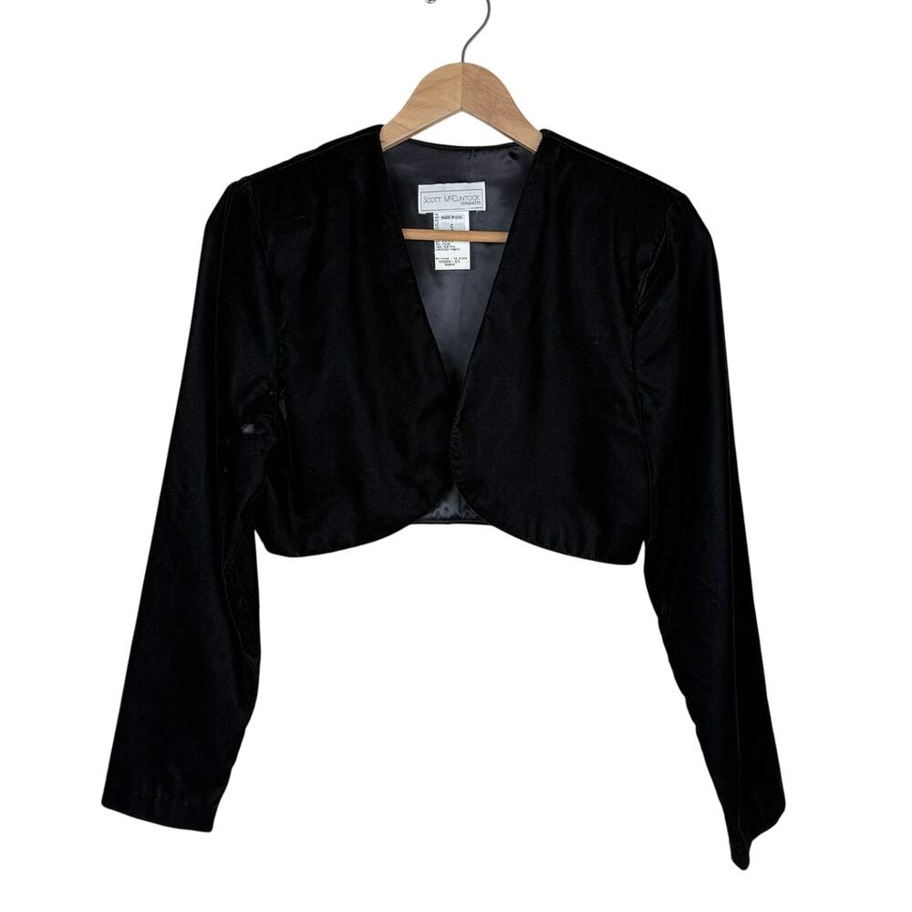 Vintage Scott McClintock Black Velvet Bolero Jacket Women’s S Cropped USA Made